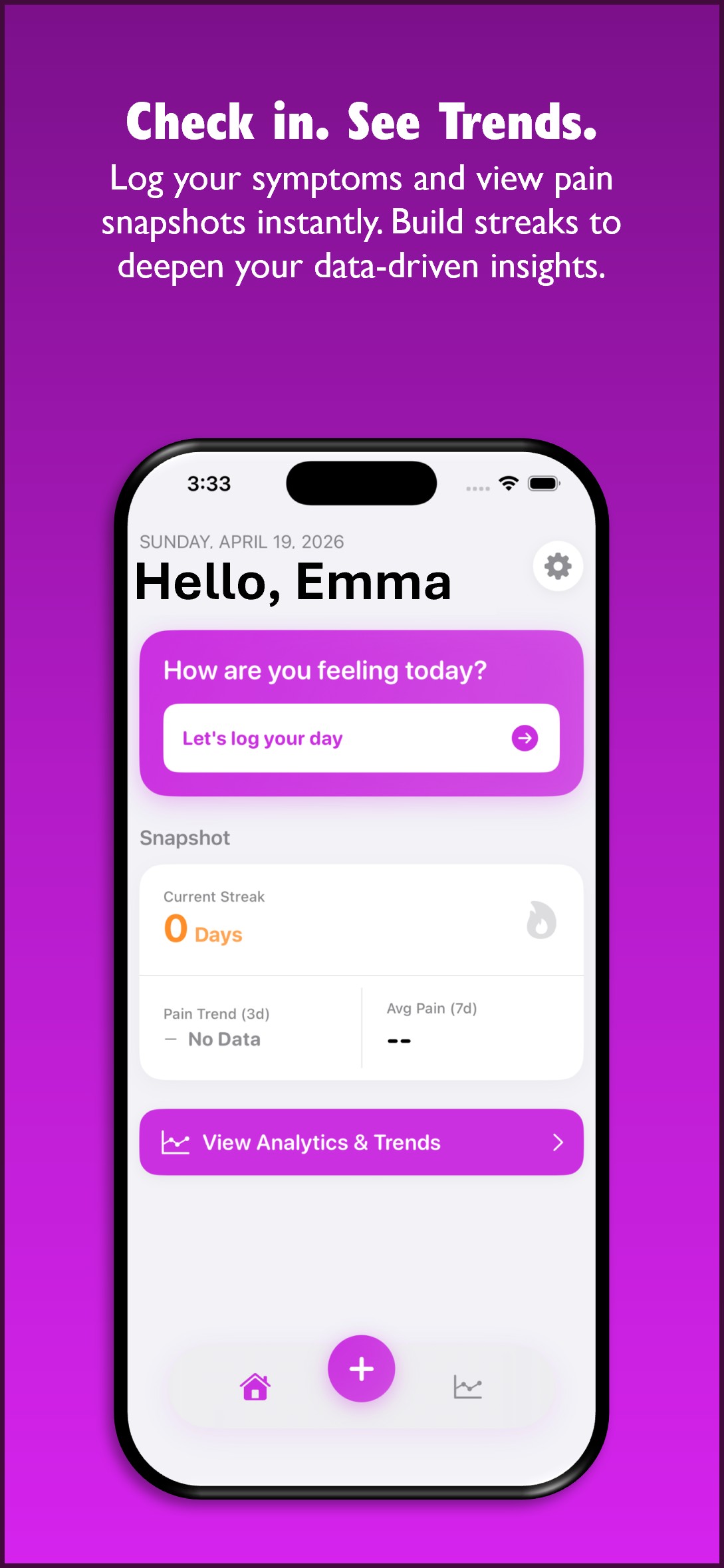 LippyLog™ home screen